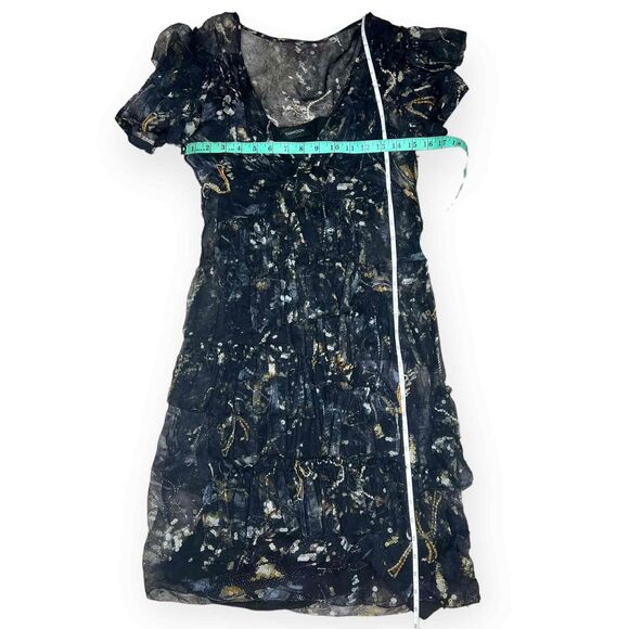 Thakoon Silk Floral Tiered Ruffle Dress Sheer Black Slip NWOT Size 4 Small - Picture 7 of 9